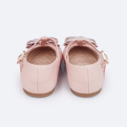 Sapato Infantil Pampili Mini Angel Laço com Glitter e Strass Rosa - traseira do sapato de bebê