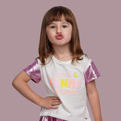 Camiseta Infantil Pampili Funny Summer Branca - frente da camiseta