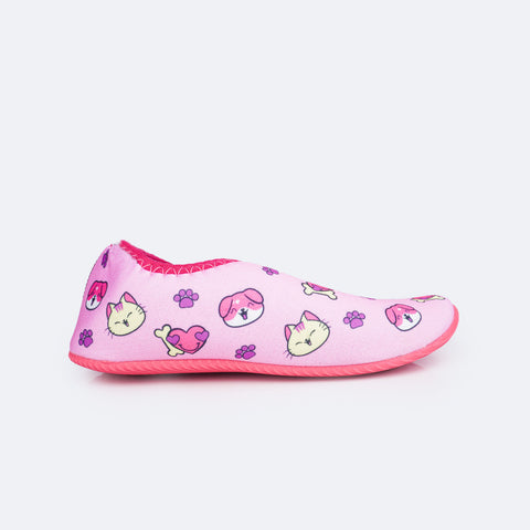 Sapatilha Infantil Feminina Pampili Summer Pink Pets Pink e Colorida - lateral da sapatilha