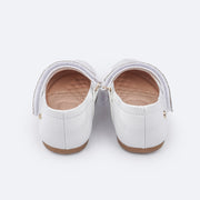 Sapato Infantil Pampili Mini Angel Tira de Strass Verniz Branco - traseira da sapatilha em verniz