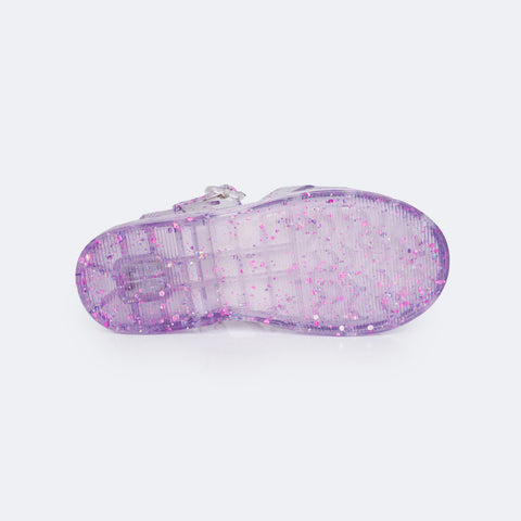 Sandália de Led Infantil Pampili Glee Valen Transparente Com Glitter Dots - sandália de plástico infantil com led