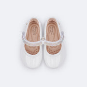 Sapato Infantil Pampili Mini Angel Tira de Strass Verniz Branco - superior do sapato com palmilha confortável