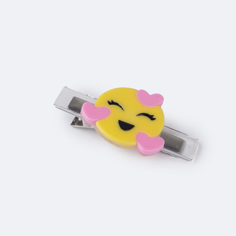 Presilha de Cabelo Bico de Pato Pampili Carinha Apaixonada Transparente - presilha emoji