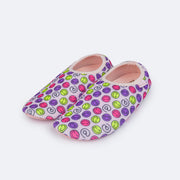 Sapatilha Infantil Bem-Me-Quer Estampa Sentimentos Rosa Bebê - frente da sapatilha mostrando a estampa