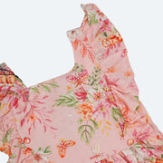 Vestido Infantil Infanti Floral Rosa Claro - detalhe de babado