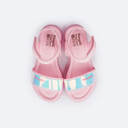 Sandália Papete Infantil Pampili Candy Holográfica Rosa Baby - Vem com Porta Celular - superior da sandália confortável