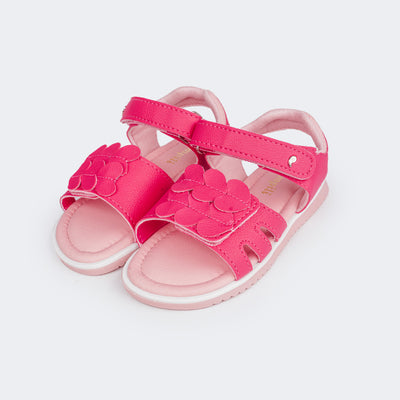 Sandália Infantil Pampili Slim Bombom Corações Pink - frente da sandália pink em sintético