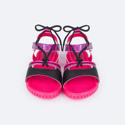 Sandália Papete Infantil Pampili Candy Surprise Preta e Pink - frente da sandália em sintético