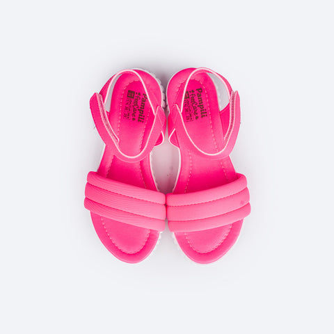 Sandália Papete Infantil Pampili Candy Matelassê Pink Neon - superior da papete confortável