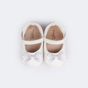 Sapato de Bebê Pampili Nina Laço com Glitter e Strass e Strass Branco - superior do sapato