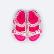 Sandália Infantil Pampili Lili Corações Branca e Pink - superior da sandalia com palmilha com espuma