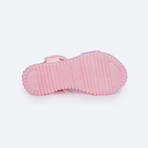 Sandália Papete Infantil Pampili Candy Holográfica Rosa Baby - Vem com Porta Celular - solado antiderrapante