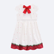 Vestido Infantil Kukiê Natal Cachorrinhos Branco e Vermelho - costas do vestido