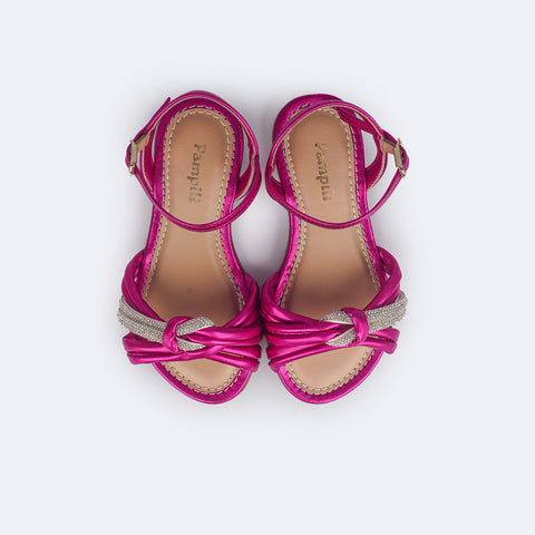 Sandália Infantil Pampili Cherrie Strass Comfy Pink - superior da sandália pink confortável