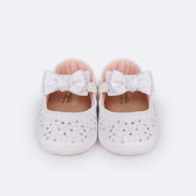Sapato de Bebê Pampili Nina Laço Glitter Strass Branco - sapato de bebê para batizado com brilho