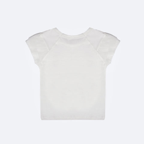 Camiseta Infantil Pampili Corações e Strass Coloridos Off White - costas da camiseta 