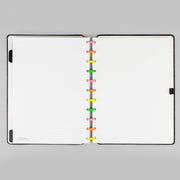 Caderno Inteligente Lets Glitter Neon Grande Preto - abertura do caderno