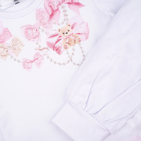Conjunto Infantil Infanti Blusa e Calça Jogger Branco e Rosa - blusa infantil feminina