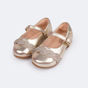 Sapato Infantil Pampili Mini Angel Trança Strass Dourado - sapato dourado para bebê