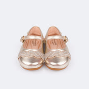 Sapato Infantil Pampili Mini Angel Trança Strass Dourado - sapato de festa para bebê