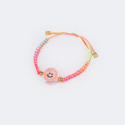Pulseira Infantil Pampili Smile Macramê Rosa - pulseira de emoji infantil