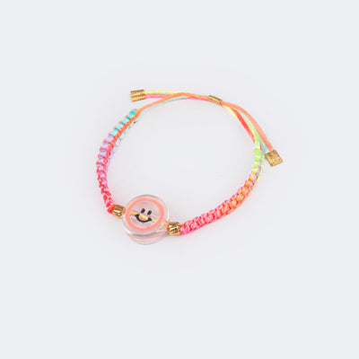 Pulseira Infantil Pampili Smile Macramê Rosa - pulseira de emoji infantil