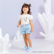 Short Infantil Pampili Cordão Azul e Rosa - short com blusa