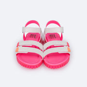 Sandália Papete Infantil Pampili Candy Eco Amigável Branca e Pink - frente da sandalia