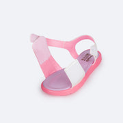 Sandália de Led Infantil Pampili Lulli Docinhos Branco e Rosa - abertura da sandalia calce fácil