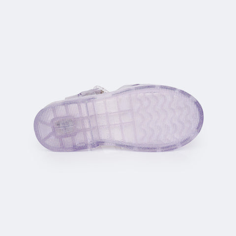 Sandália de Led Infantil Pampili Glee Valen Transparente Com Glitter - sandália de plástico com led