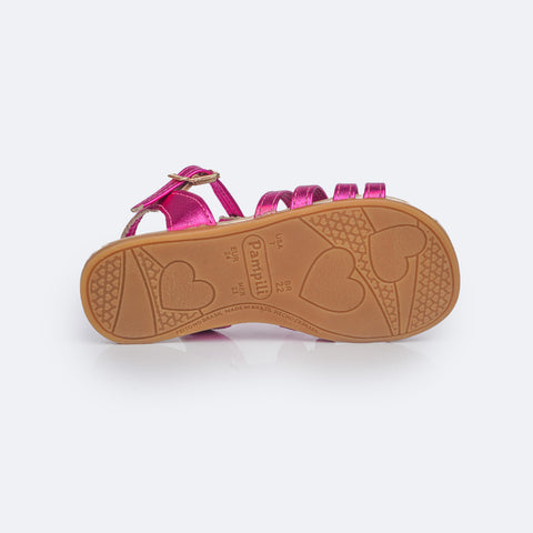 Sandália Infantil Primeiros Passos Pampili Mili Tiras Pink - solado sandália confortável para bebê