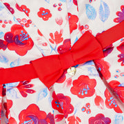 Vestido de Festa Infantil Bambollina Floral Laço Vermelho - vestido de festa para bebê
