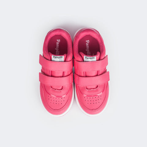 Tênis Escolar Infantil Pampili Slim Joy Velcro Pink - superior do tênis confortável