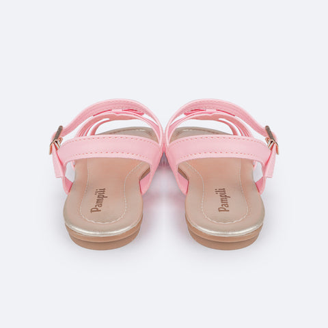 Sandália Infantil Pampili Aurora Laços Rosa - traseira da sandália rosa