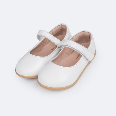 Sapato Infantil Feminino Pampili Mini Cris Branco - frente do sapato branco com velcro