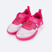 Tênis de Led Infantil Pampili Sneaker Luz Doce Strass Pink - tenis calce fácil com velcro