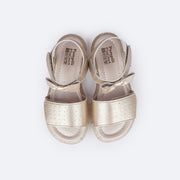 Sandália de Led Infantil Pampili Lulli Laço Perfuros Dourada - superior da sandália com velcro
