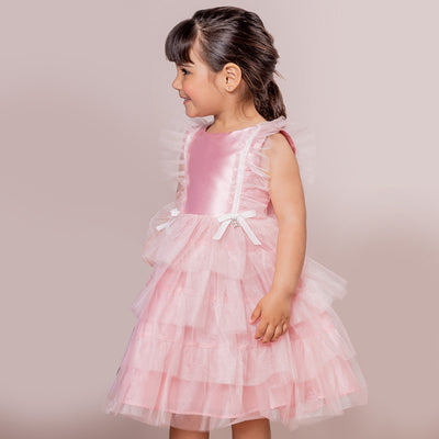Vestido de Festa Infantil Bambollina Tule Cristal Rosa - vestido de festa