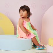 Sandália Papete Infantil Pampili Sun Glee Margaridas Azul e Pink - papete de plastico