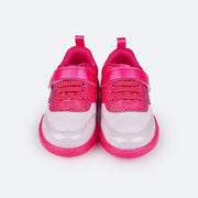 Tênis de Led Infantil Pampili Sneaker Luz Doce Strass Pink - tênis com elástico e velcro