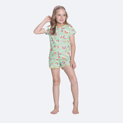 Pijama Infantil Alakazoo Sky Verde e Colorido - pijama na menina