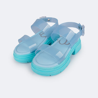 Sandália Feminina Tweenie Maya Glee Tiras Azul Dalia - frente da sandália de plástico flexível