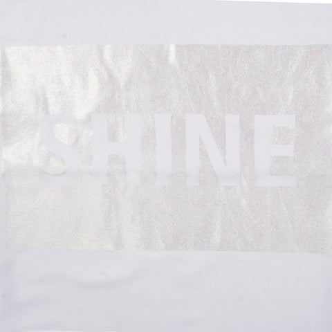 Camiseta Infantil Pampili Shine Holográfica Branca - camiseta com escrito "shine"
