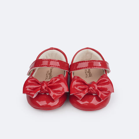 Sapato de Bebê Pampili Nina Laço Duplo Verniz Vermelho Peper