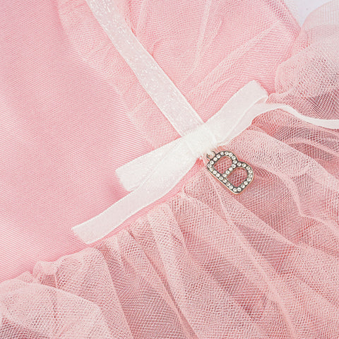 Vestido de Festa Infantil Bambollina Tule Cristal Rosa - vestido infantil para festa