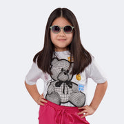 Camiseta Infantil Vallen Urso Branca - camiseta branca na menina