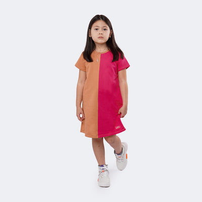 Vestido Infantil Vallen Bicolor Pink e Caramelo - vestido infantil de moletom na menina