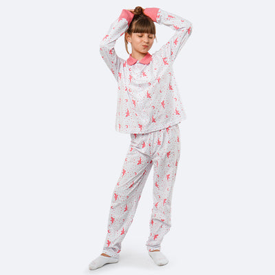 Pijama Americano Infantil Cara de Criança Fada Branco e Rosa - pijama americano infantil