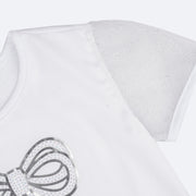 Camiseta Infantil Pampili Laço em Strass Branca - manga em tule