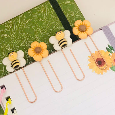 Clips Éclips Busy Bees Brancos e Amarelos - clips no caderno
